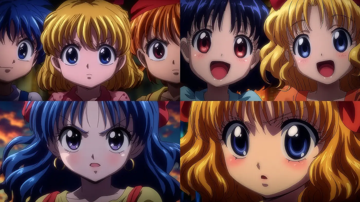Dynamic and Expressive Retro Anime Aesthetic with Vivid Coloration - Midjourney sref style
