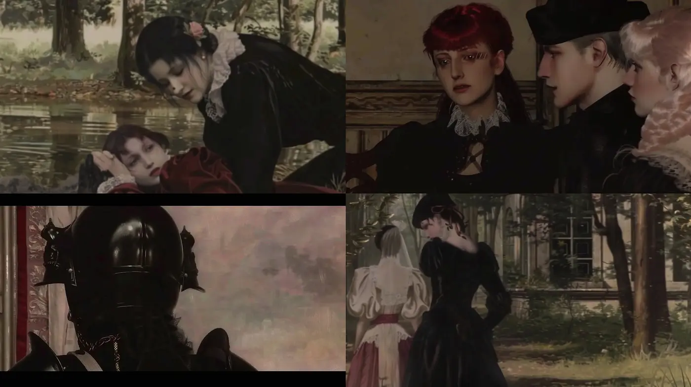 Melancholic Elegance: An Intertwining of Nostalgia and Gothic Romanticism in Digital Brushwork - Midjourney sref style