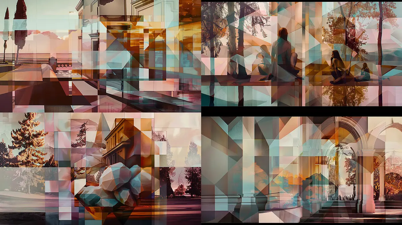 Cubist Serenity in Autumn Hues - A Stylized Intersection of Geometry and Nature - Midjourney sref style