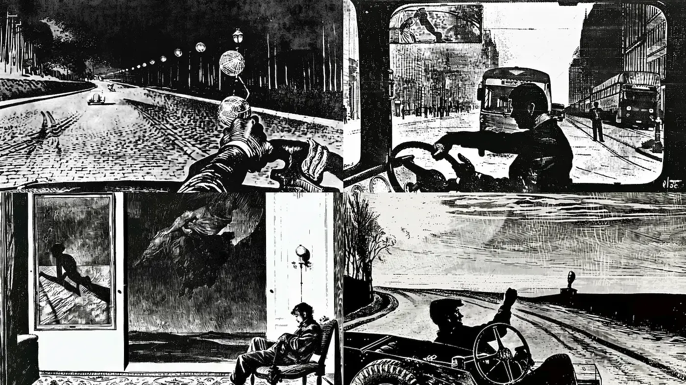 Exploration of Urban Life Through Monochrome Expressionism - Midjourney sref style