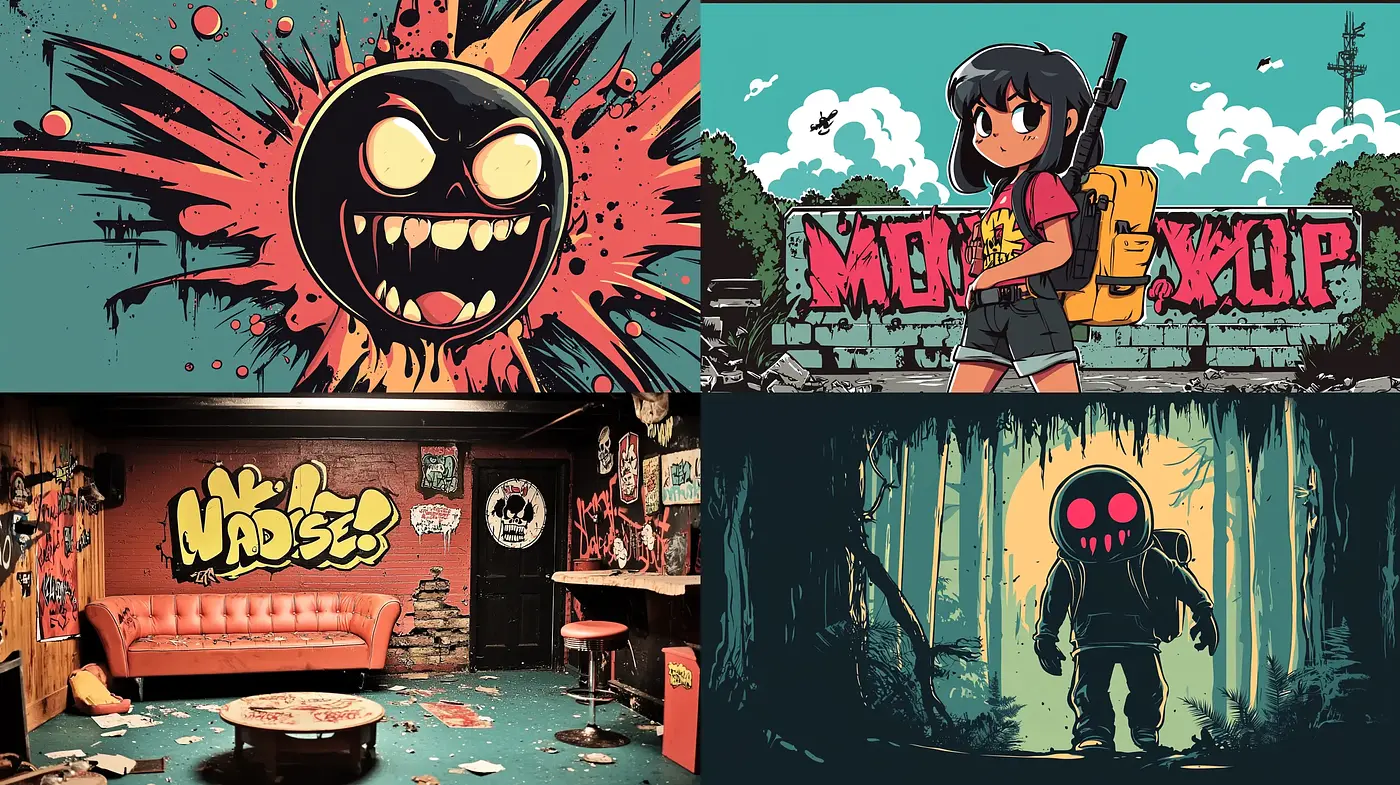 Energetic Pop Art Fusion with a Retro Comic Book Aesthetic - Midjourney sref style