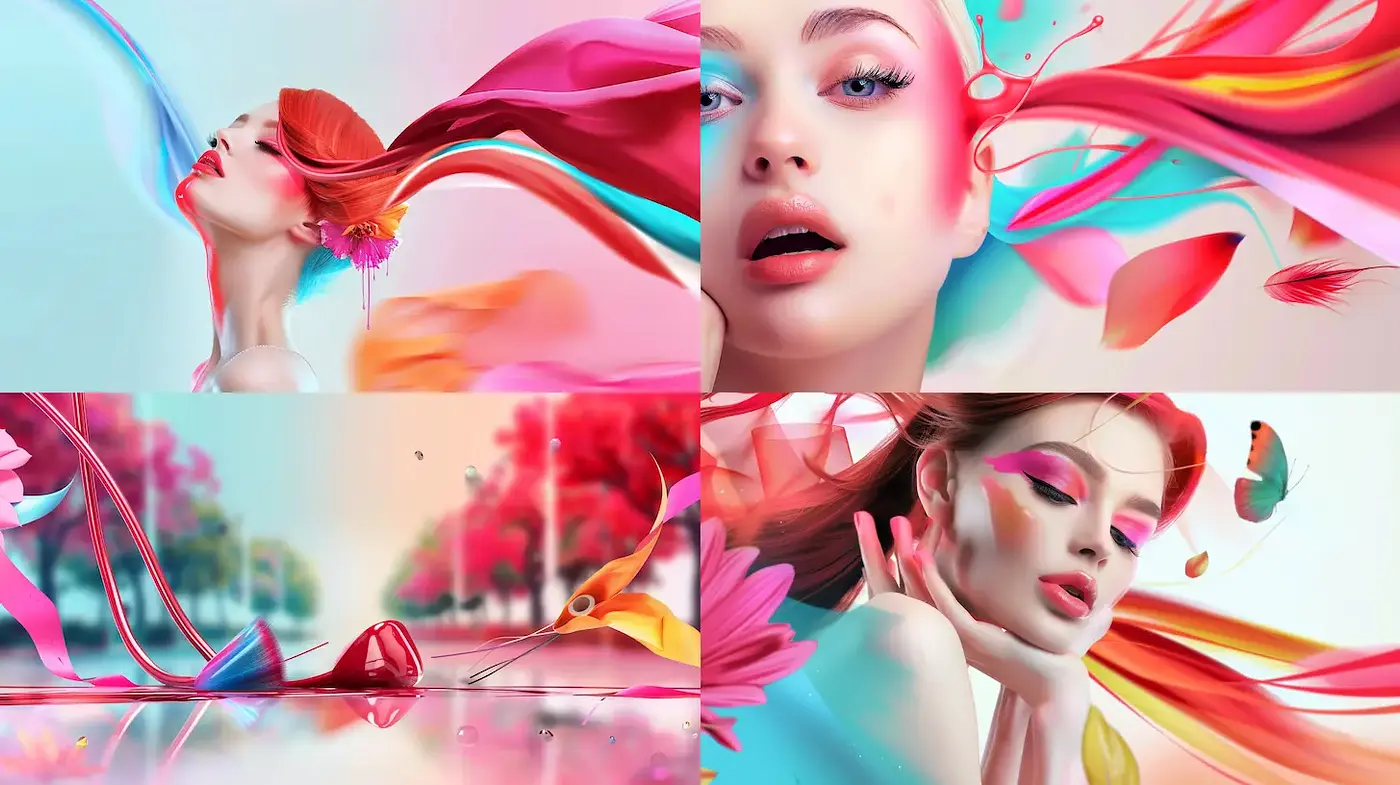 Vibrant and Ethereal with Flowing Elements and Bold Textures - Midjourney sref style