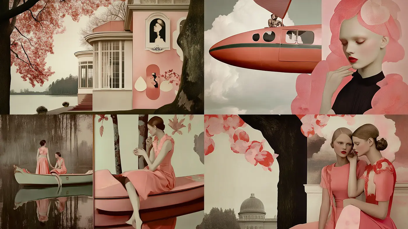 Rose-Tinted Serenity: A Study in Pastel Elegance and Surreal Calm - Midjourney sref style