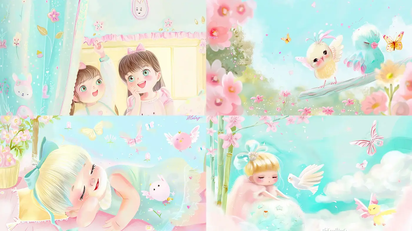 Whimsical Pastel Dreamscape: A Fantastical Journey of Soft Hues and Whimsy - Midjourney sref style