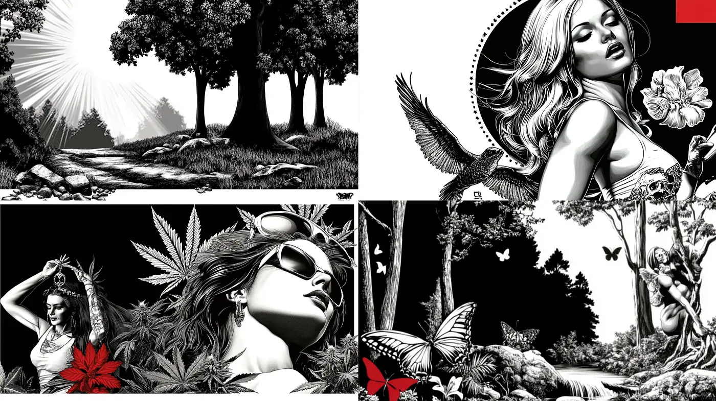 Monochromatic Elegance with Graphic Novel Flair - Midjourney sref style
