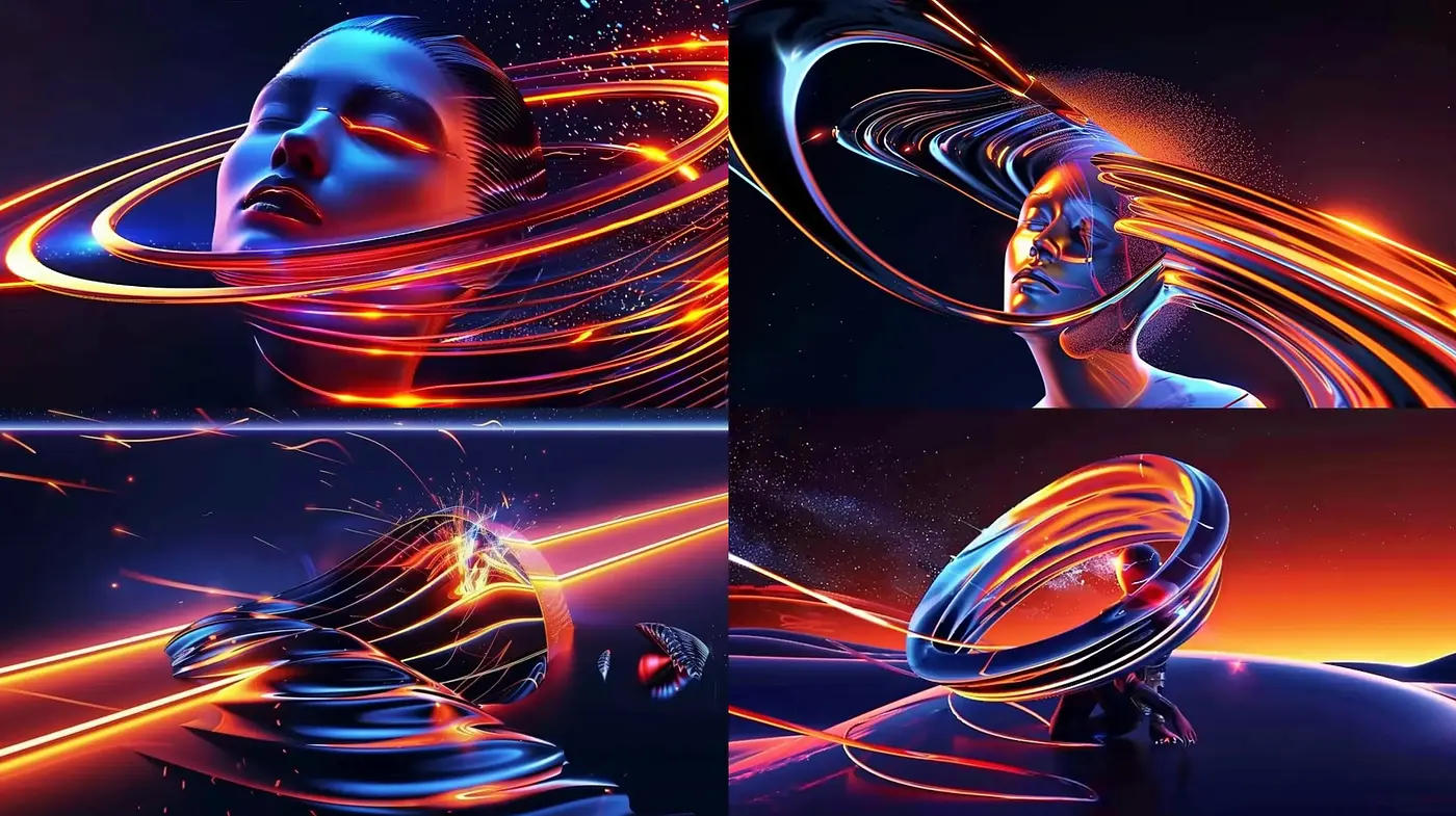 Futuristic Neon Portraiture with Surrealistic Forms - Midjourney sref style