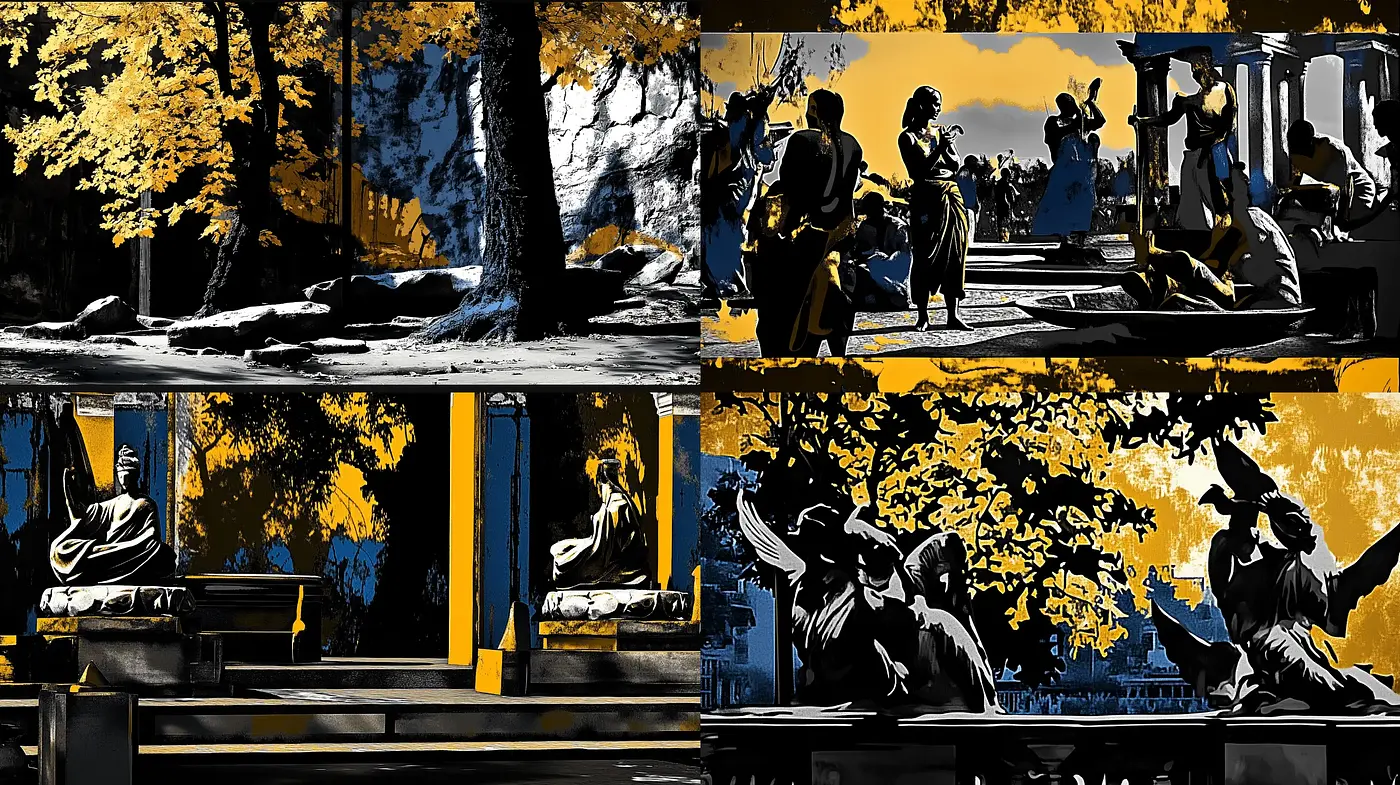 Stark Contrasts in a Graphical Novel-Inspired Monochromatic World - Midjourney sref style
