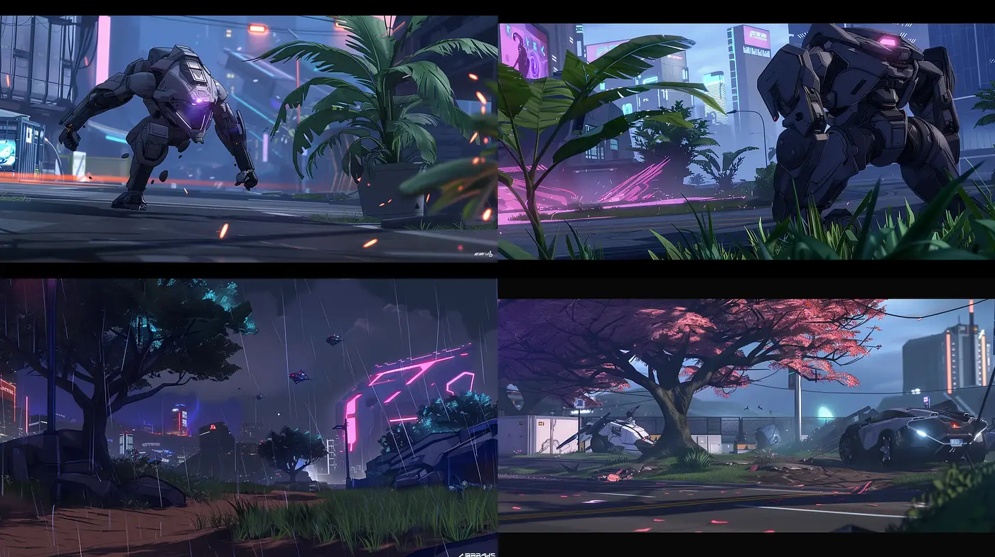 Neon-Drenched Cyberpunk Panoramas with a Futuristic Anime Essence - Midjourney sref style