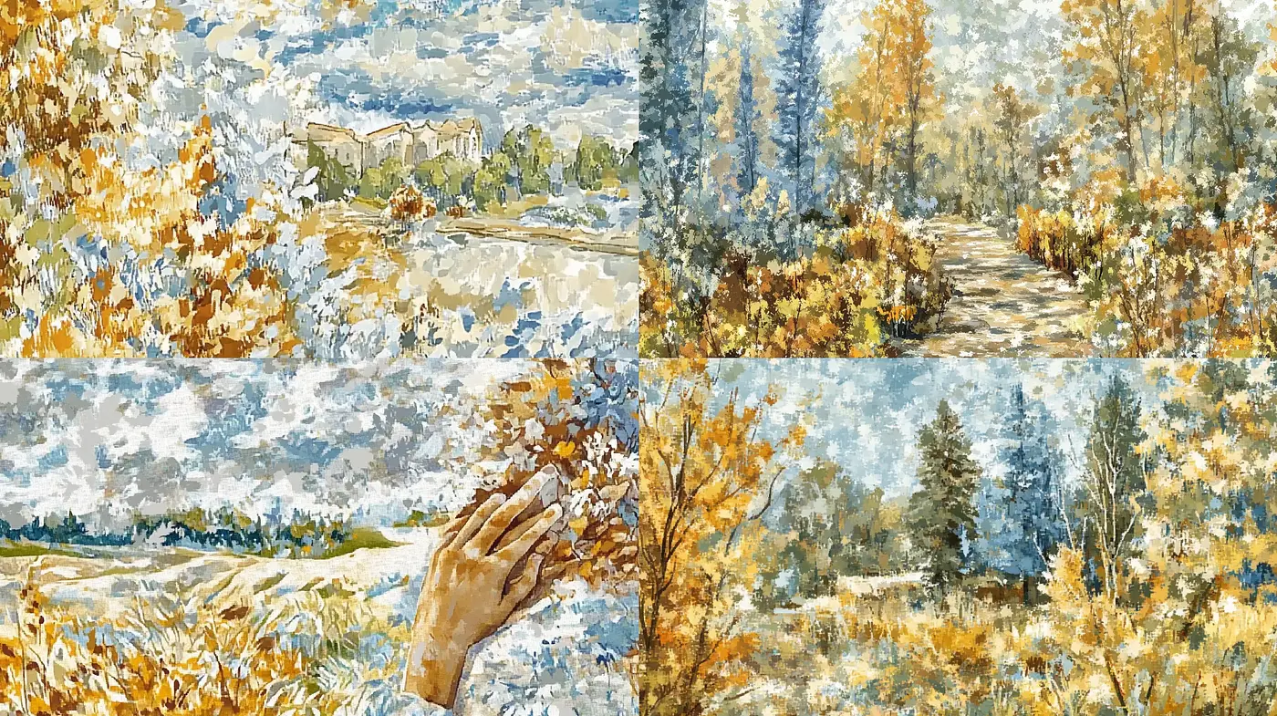 Autumnal Impasto Brushwork Harmony - Midjourney sref style