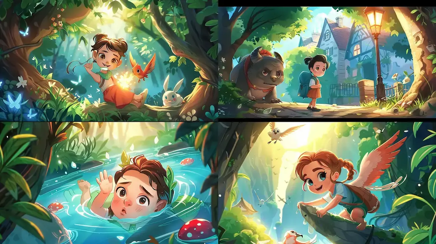 Whimsical and Lush Children's Illustration with a Sense of Wonder - Midjourney sref style