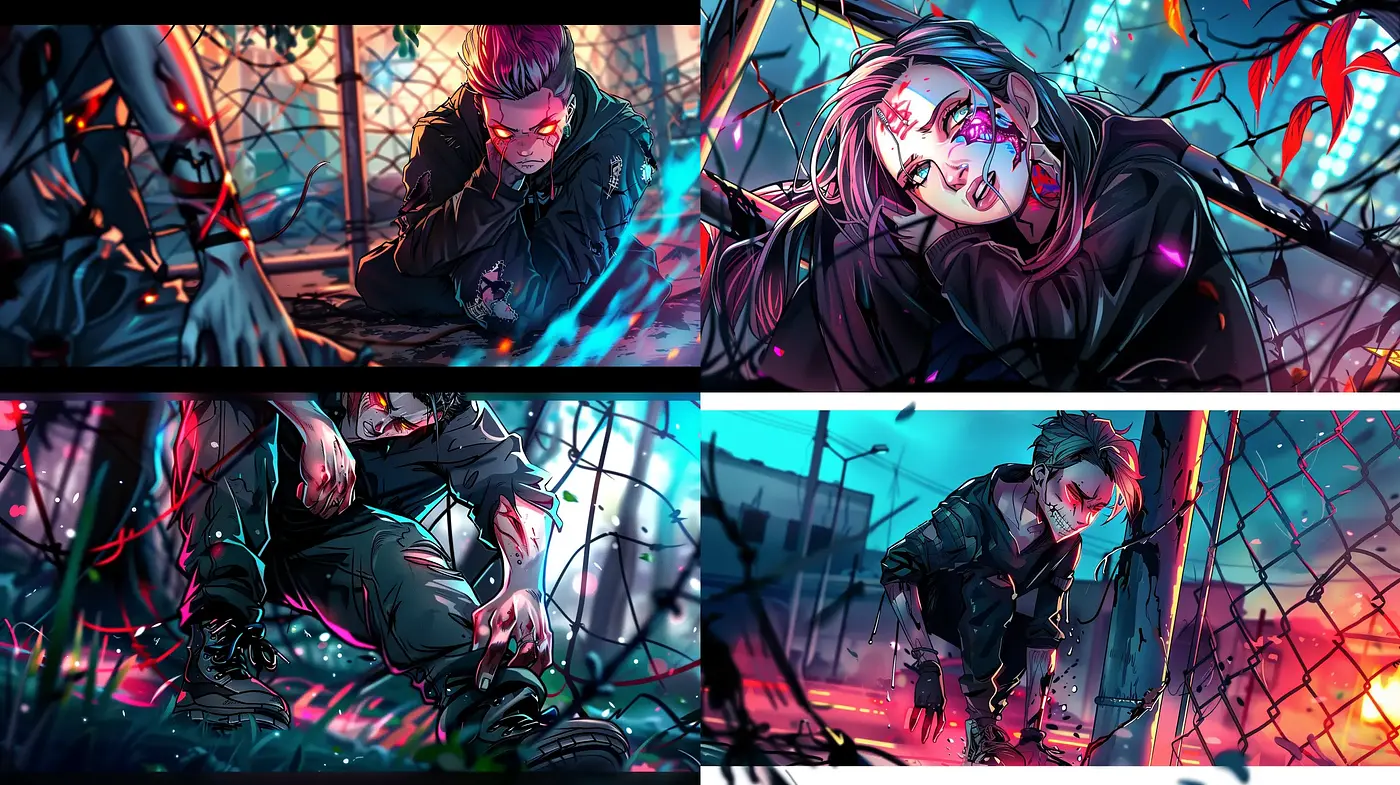 Energetic Cyberpunk Vignettes with Neon Contrasts - Midjourney sref style