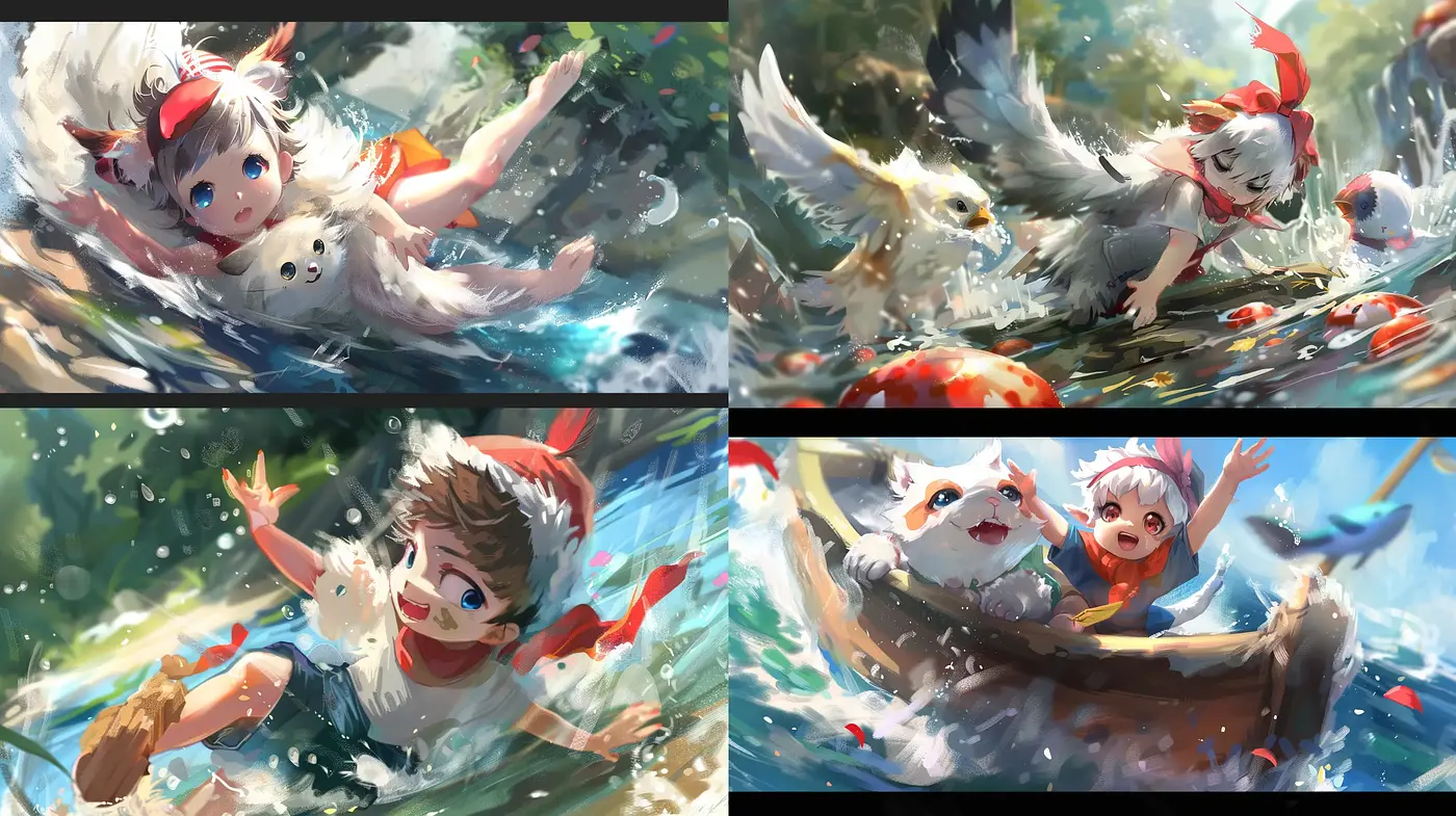 Dynamic Brushstrokes in Luminant Child-Centric Adventures - Midjourney sref style