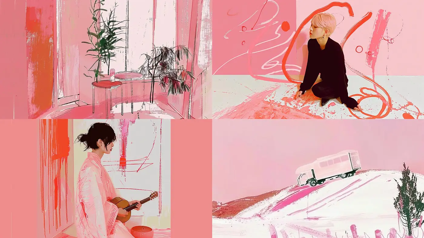 Sanguine Sketches: A Warm Palette with Stylized Abstraction - Midjourney sref style