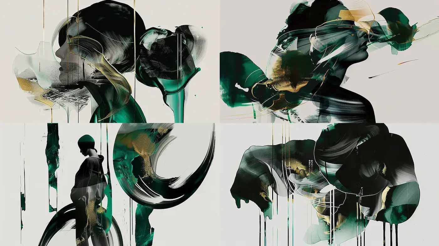 Fluid Abstract Portraiture with Organic Shapes and Flowing Lines - Midjourney sref style