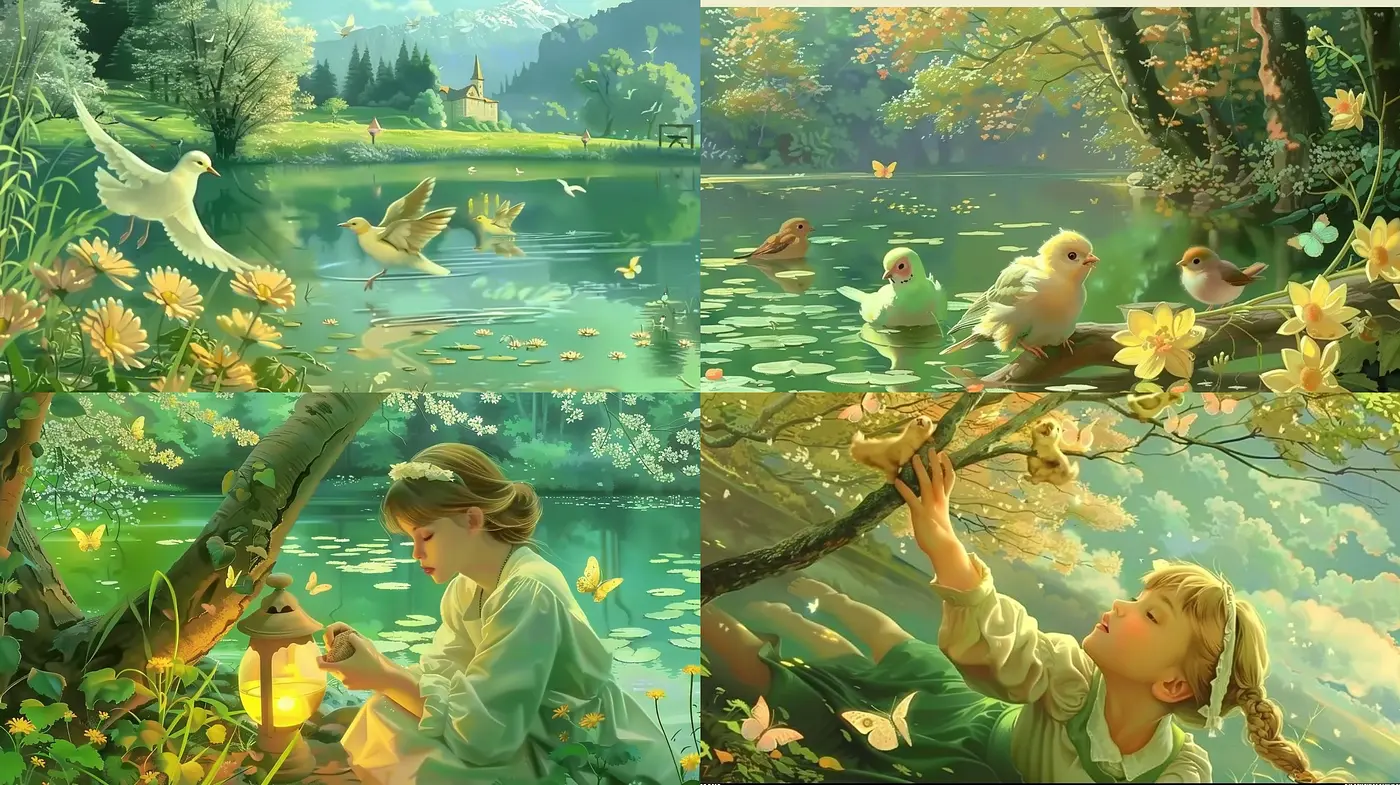 Idyllic Pastoral Vistas with Luminous and Serene Color Harmony - Midjourney sref style