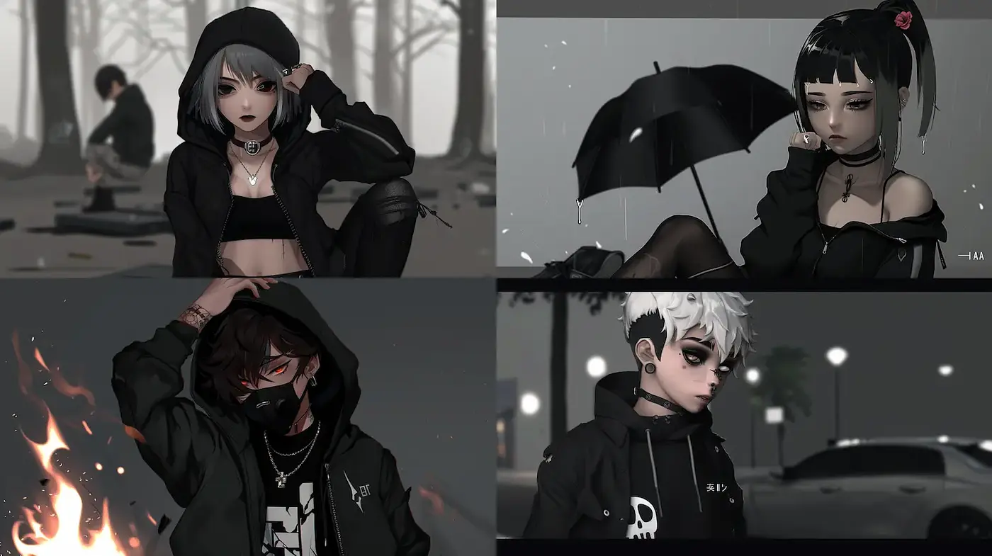 Intriguing Urban Noir Aesthetic with Anime Influences - Midjourney sref style