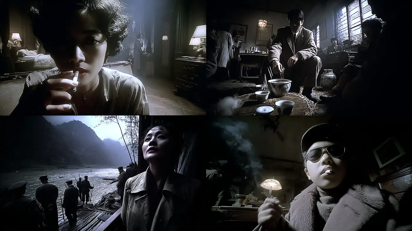 Dramatic Cinematic Noir with Vintage Undertones - Midjourney sref style