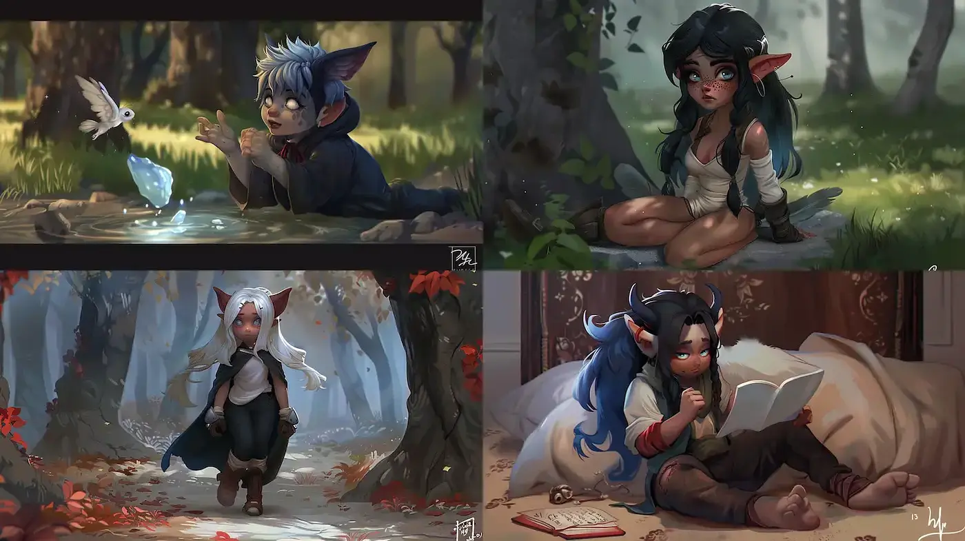 Whimsical Fantasy Art with an Intimate, Playful Mood - Midjourney sref style