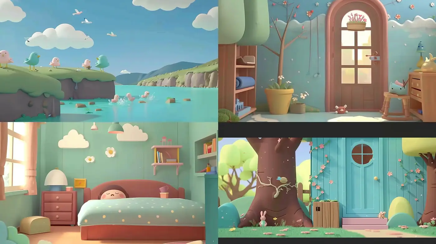 Serene Pastel Dreamscapes with a Whimsical Cartoon Essence - Midjourney sref style