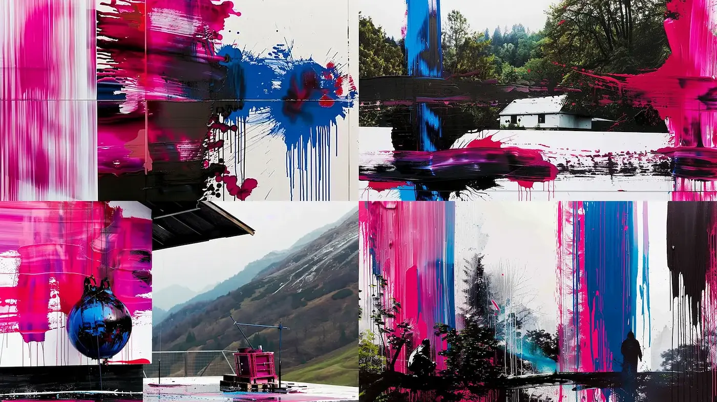 Dynamic and Expressive Abstract Visuals with Strong Color Contrast - Midjourney sref style