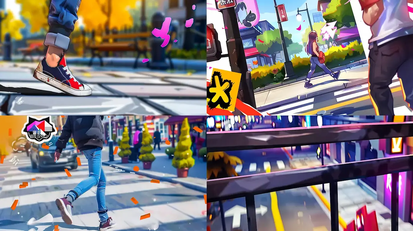 Dynamic Urban Street Style with Vibrant Graphic Elements - Midjourney sref style