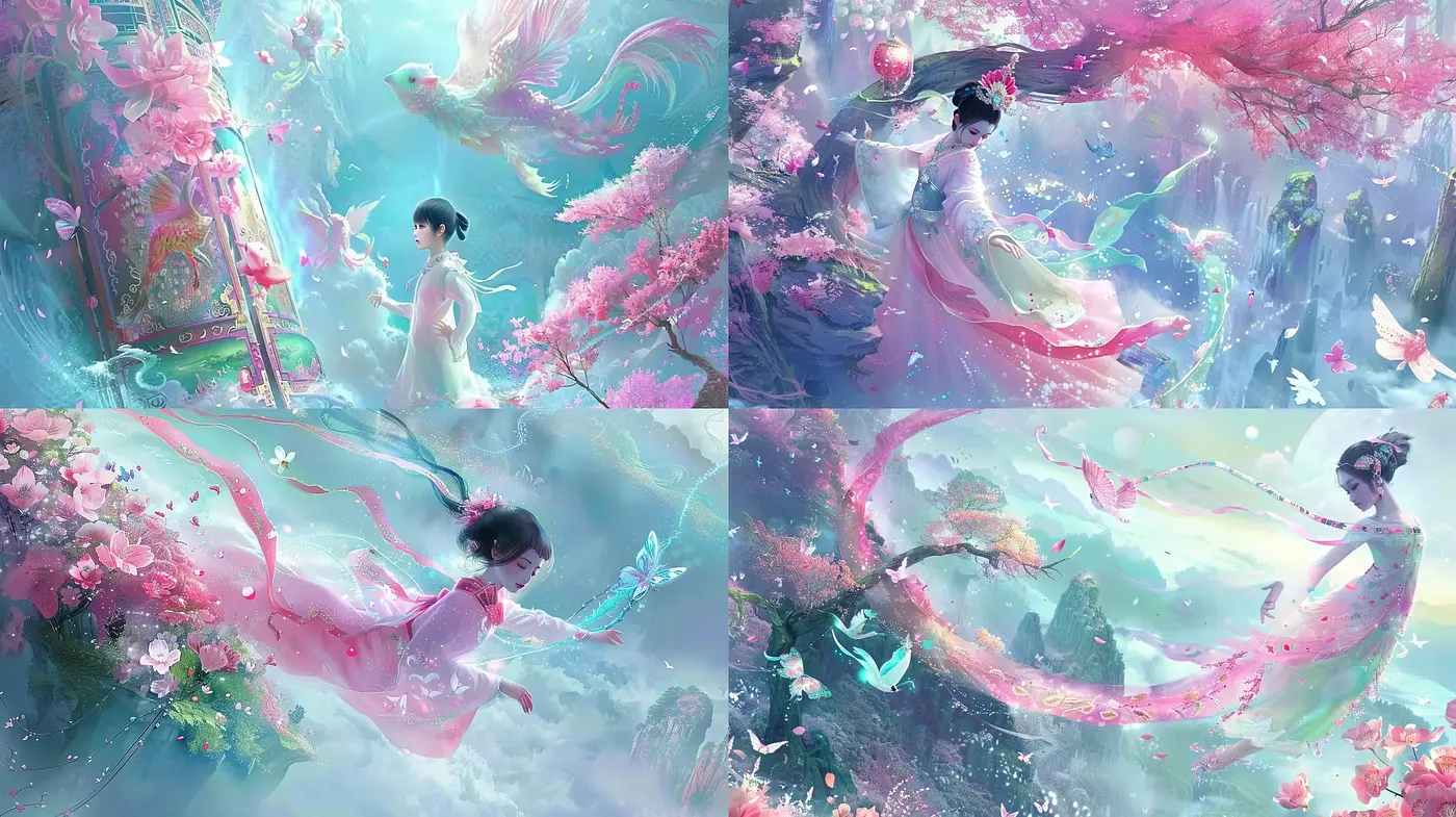 Ethereal Dreamscape: A Fantastical Fusion of Eastern Art and Impressionistic Whimsy - Midjourney sref style