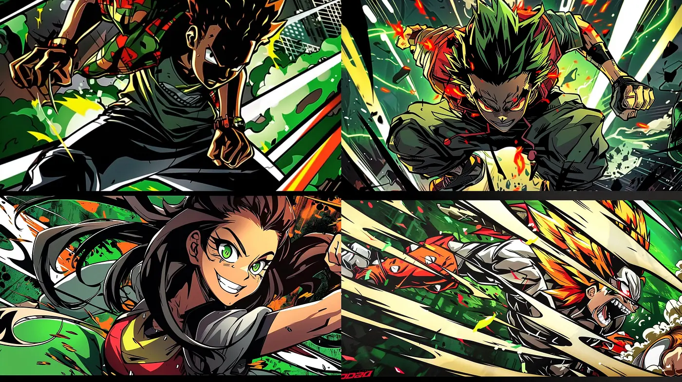 Dynamic Expressionism in Vivid Comic Manga Fusion - Midjourney sref style