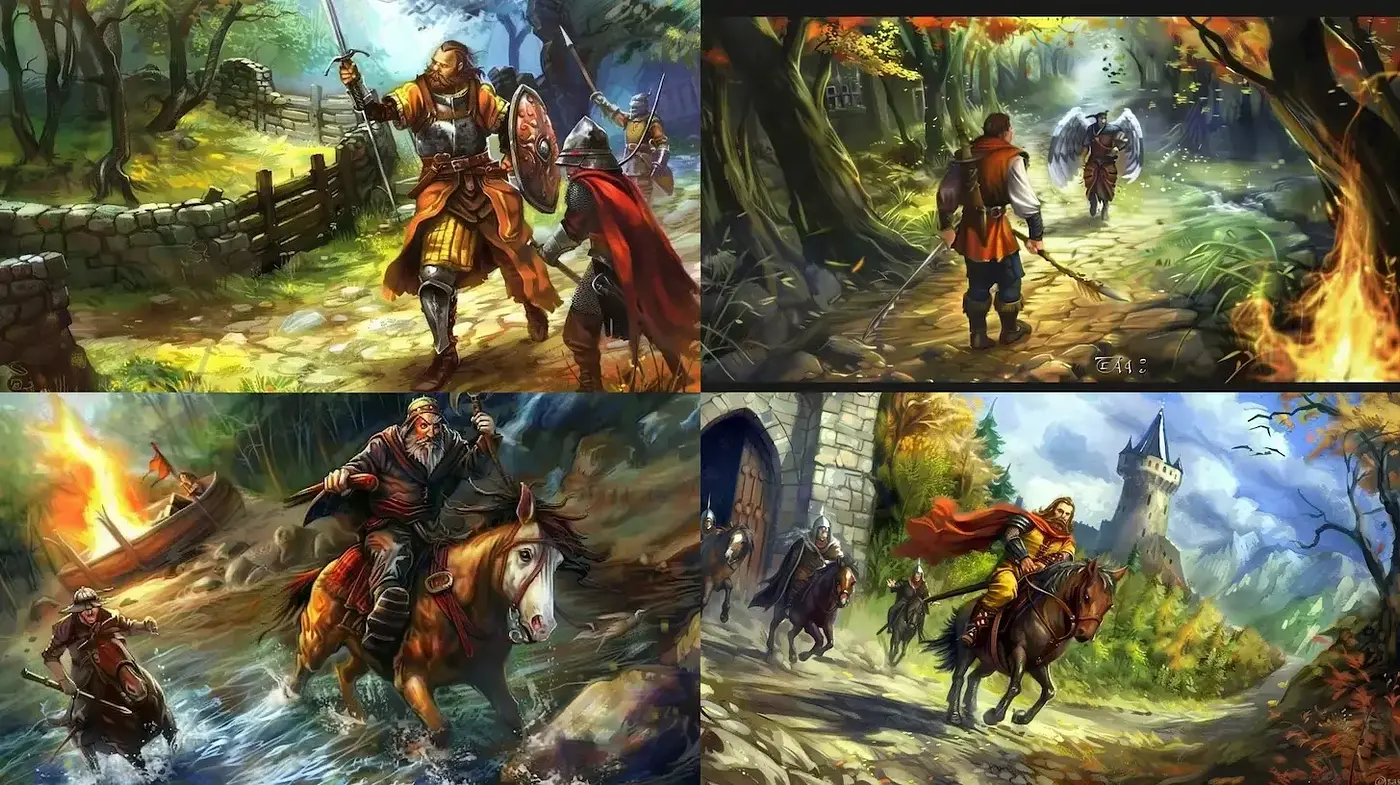 Vibrant Fantasy Landscapes with Heroic Undertones - Midjourney sref style