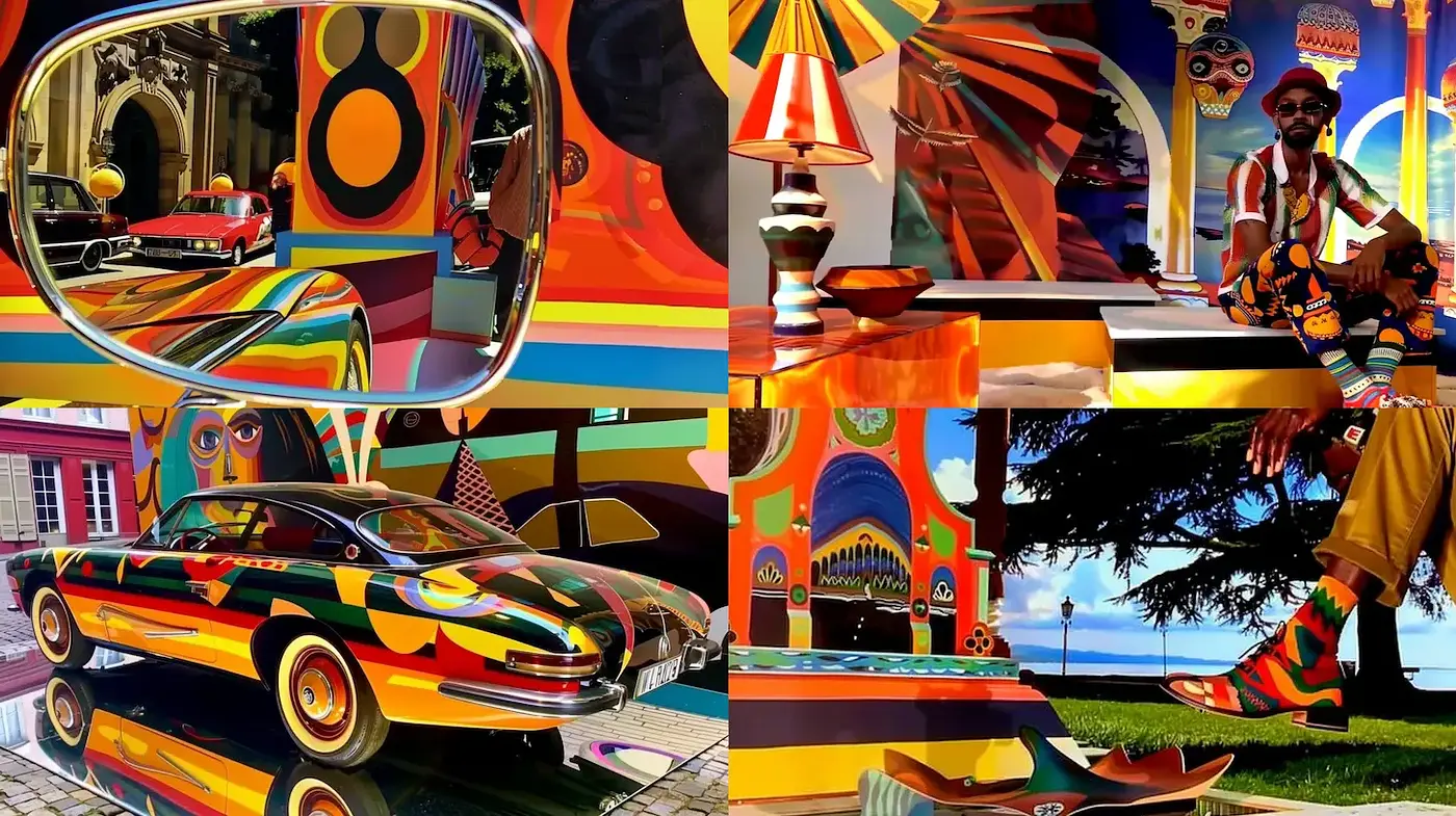 Vibrant and Eclectic Expressionism with Bold Geometric Patterns - Midjourney sref style