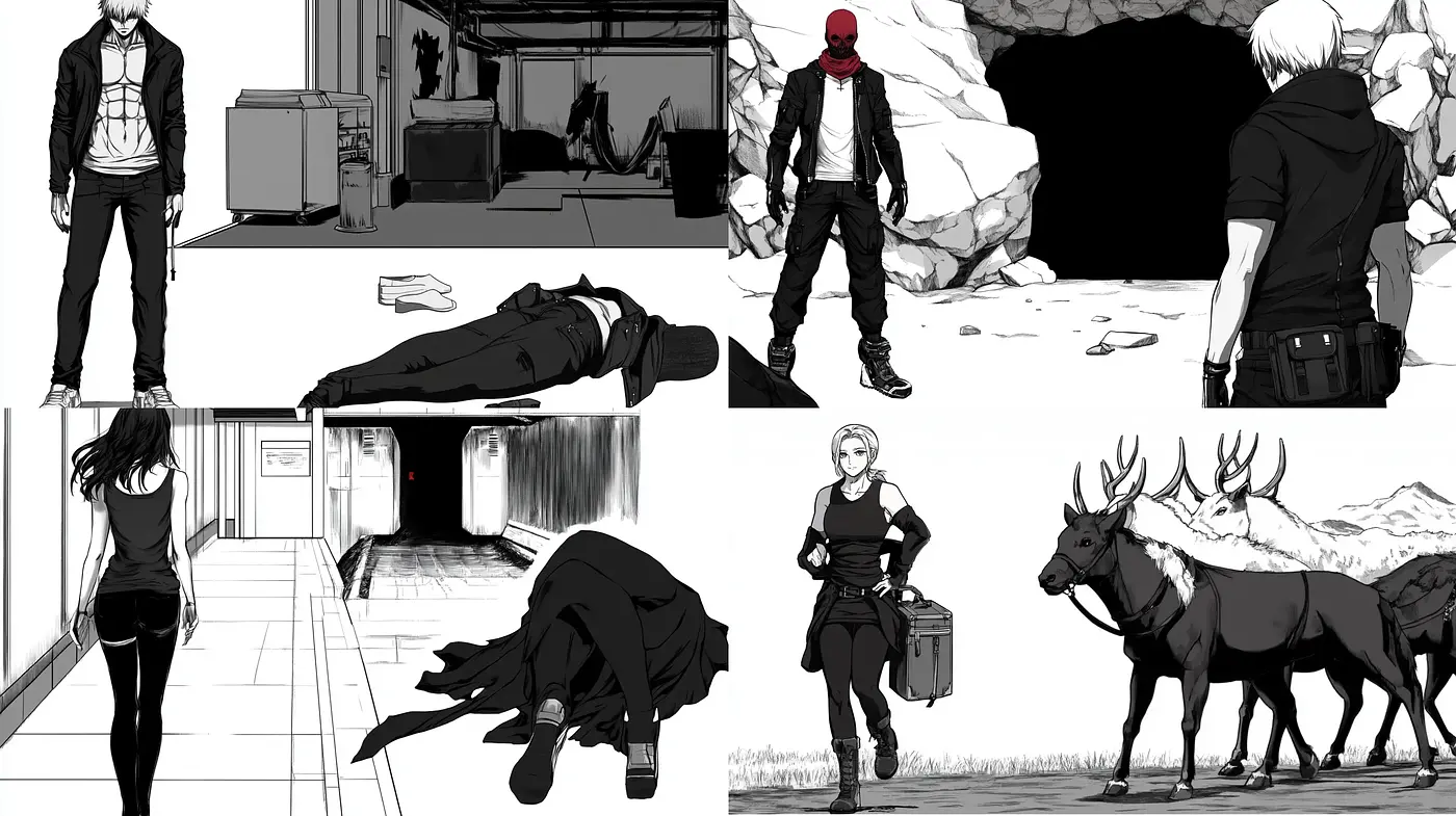 Monochromatic Noir-Inspired Graphic Illustrations - Midjourney sref style