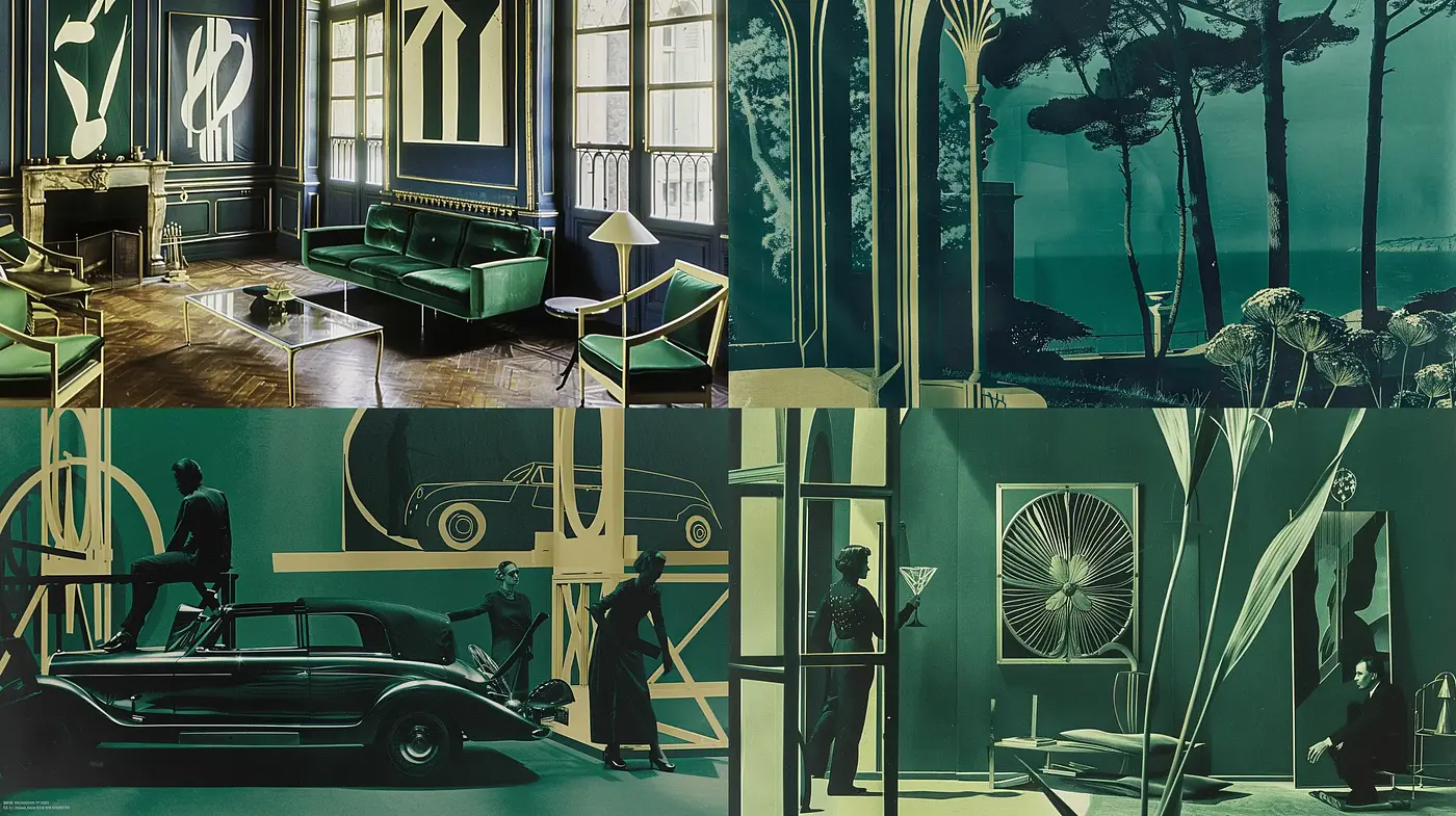 Elegant Nocturnal Art Deco Fusion - Midjourney sref style