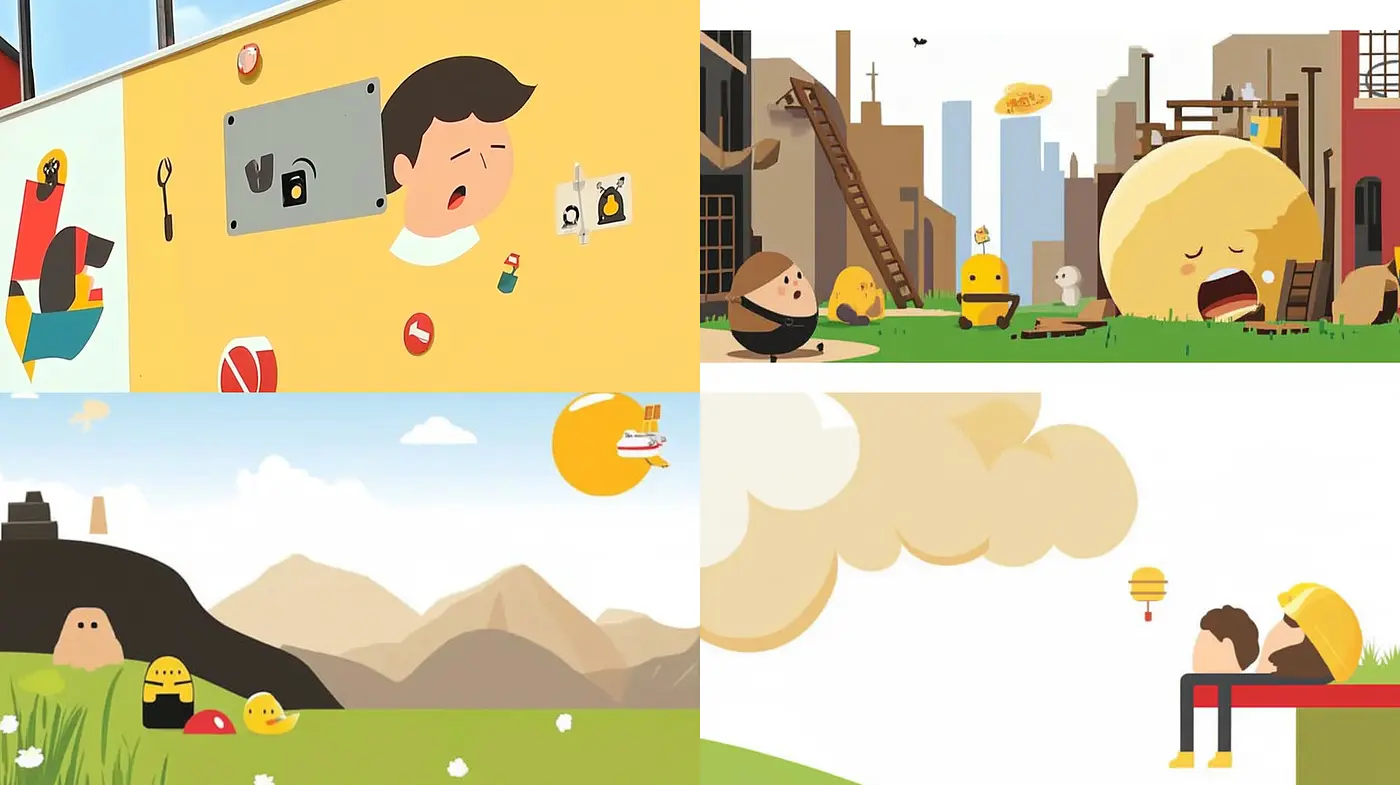 Playful and Minimalist Illustrations with Whimsical Elements - Midjourney sref style