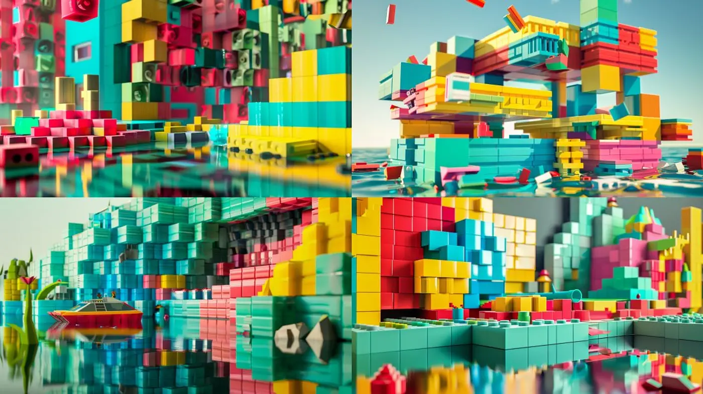 Vibrant Geometric Abstraction in Synthetic Cubist Tradition - Midjourney sref style