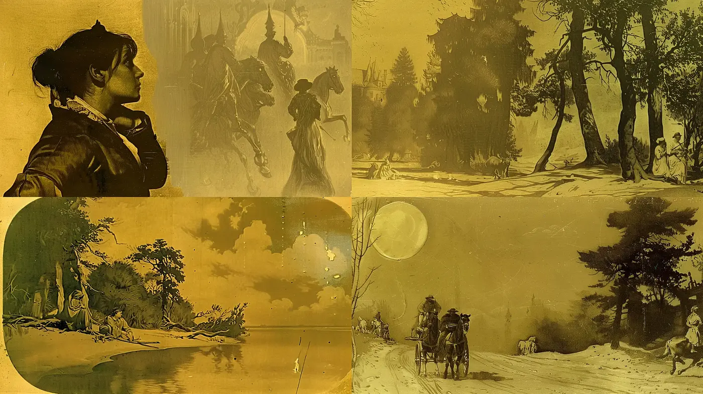 Sepia-toned Epoch Narratives: Homage to Classic Artistic Renderings - Midjourney sref style