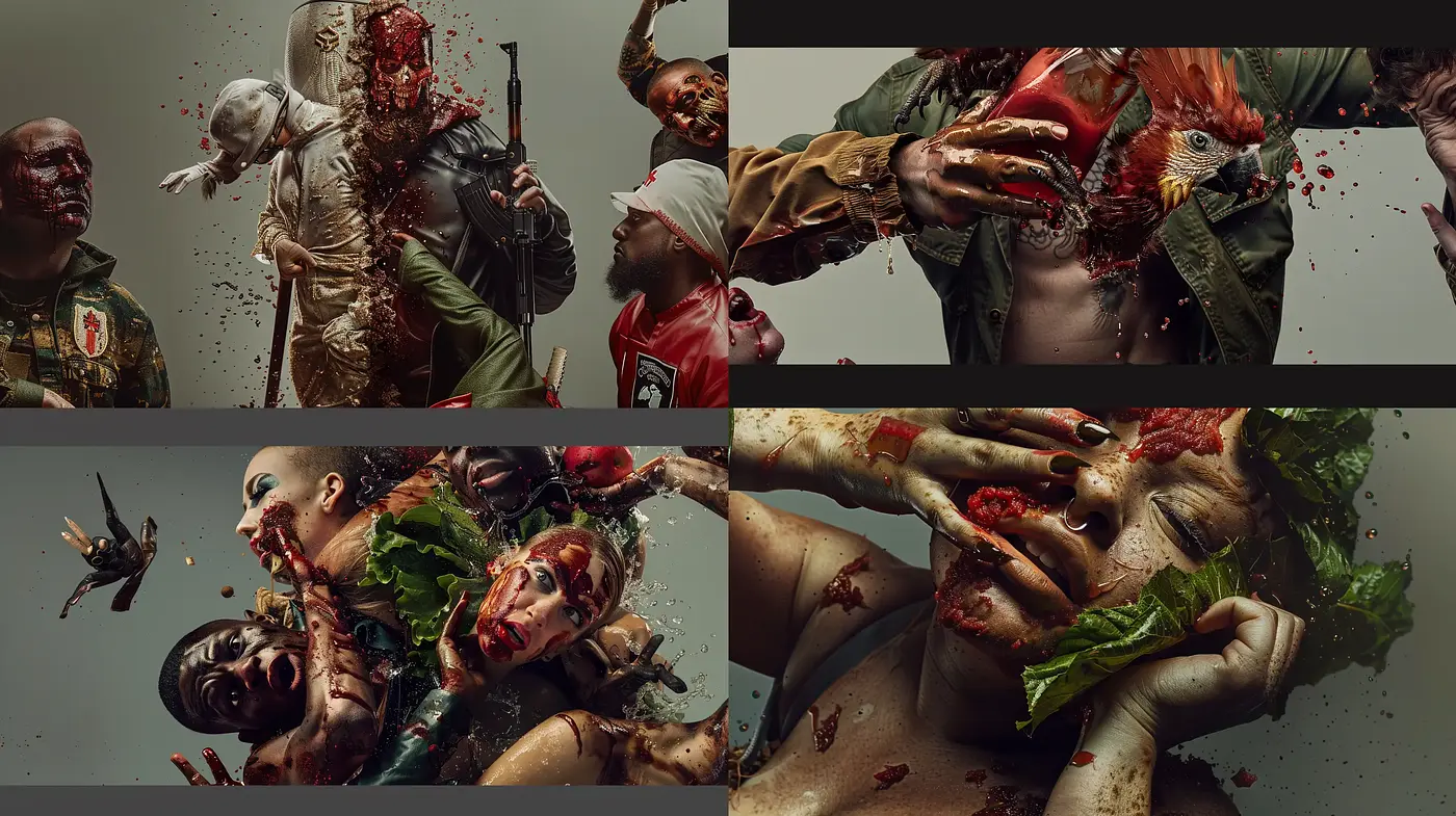 Grim Visceral Cinematic Tableau - Midjourney sref style