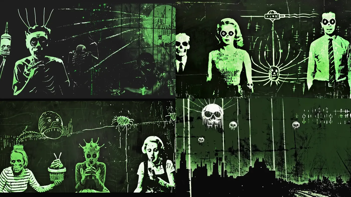 Gothic Grunge Distress: A Fusion of Dark Surrealism and Urban Decay - Midjourney sref style