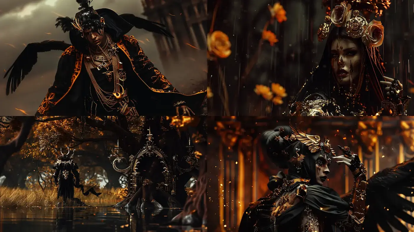 Dark Fantasy with Ornate Details and Atmospheric Shadows - Midjourney sref style