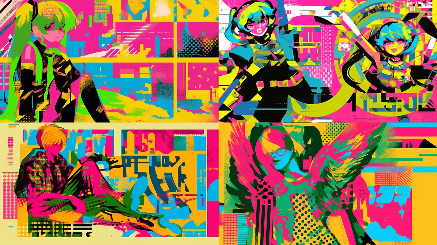 Vibrant Pop Art Fusion with a Cyberpunk Edge - Midjourney sref style