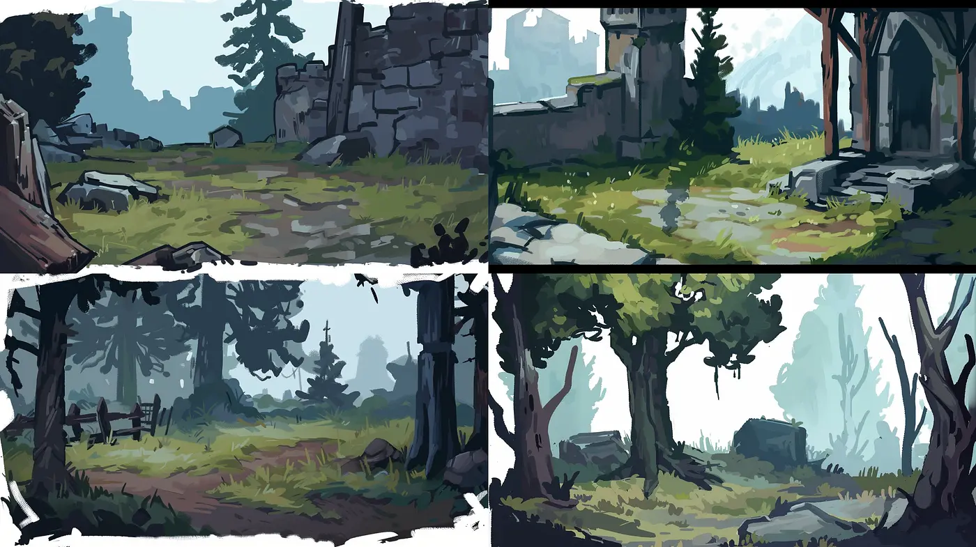 Muted Tonal Harmony in Textured Digital Brushwork - Midjourney sref style