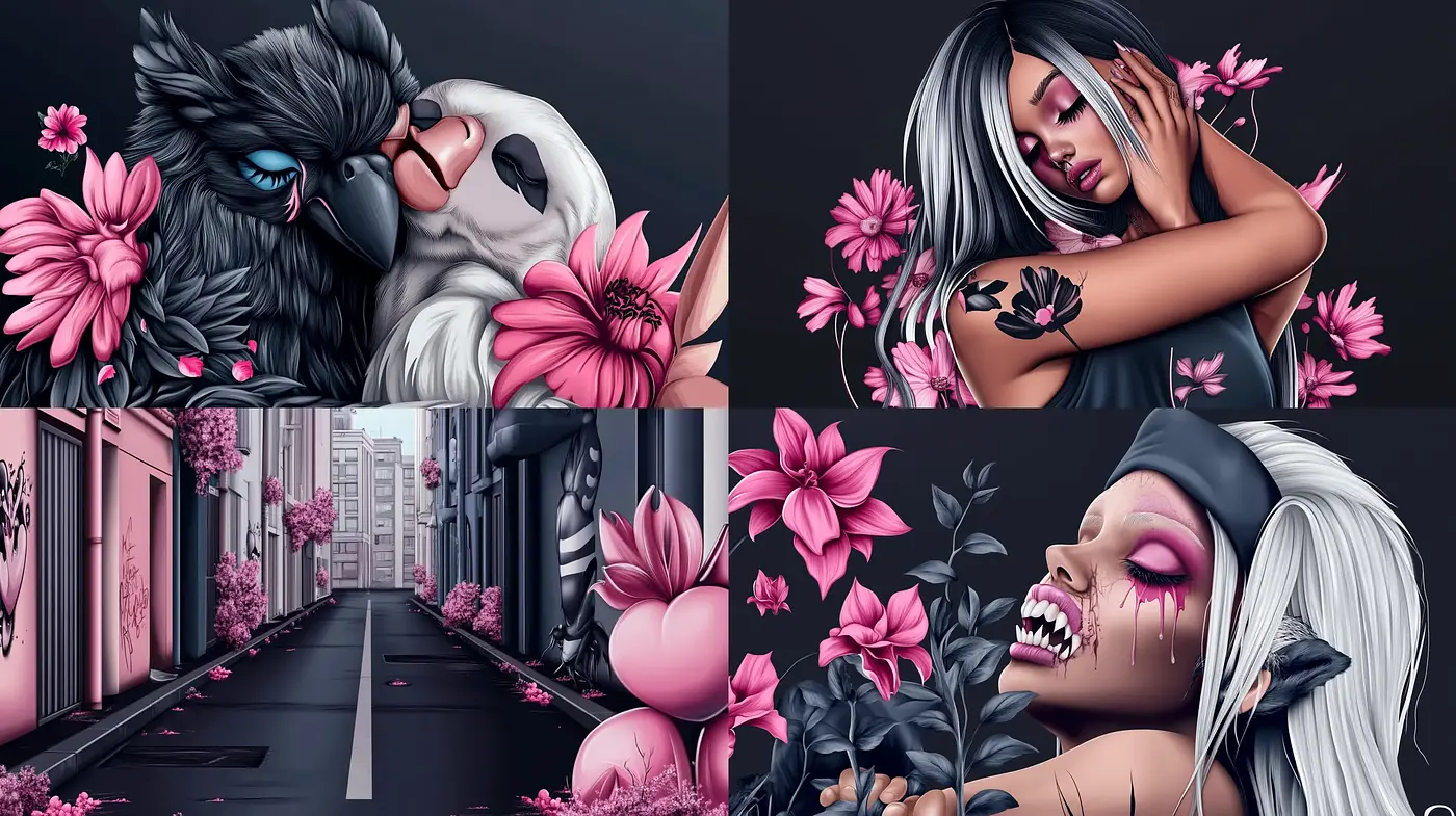 Gothic Elegance with a Surrealist Touch in Digital Art - Midjourney sref style