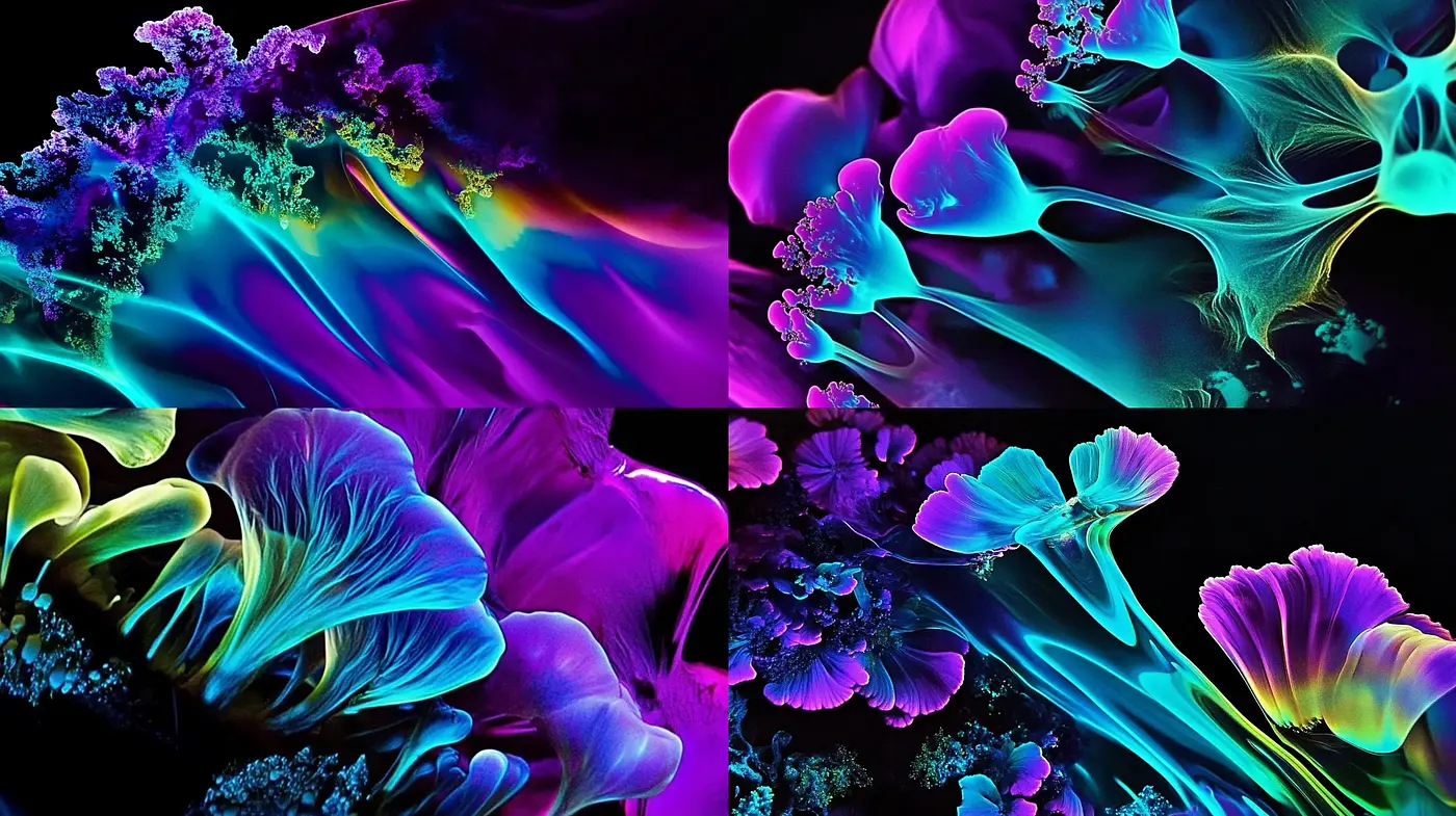 Luminous Botanical Dreamscape: A Study in Neon Plantlife Artistry - Midjourney sref style