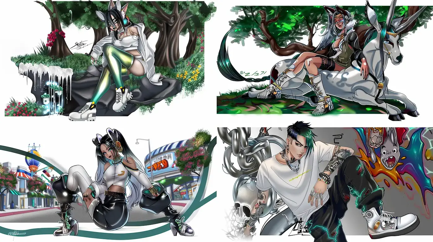 Dynamic Urban fantasy with a Fusion of Contemporary and Mythical Elements - Midjourney sref style