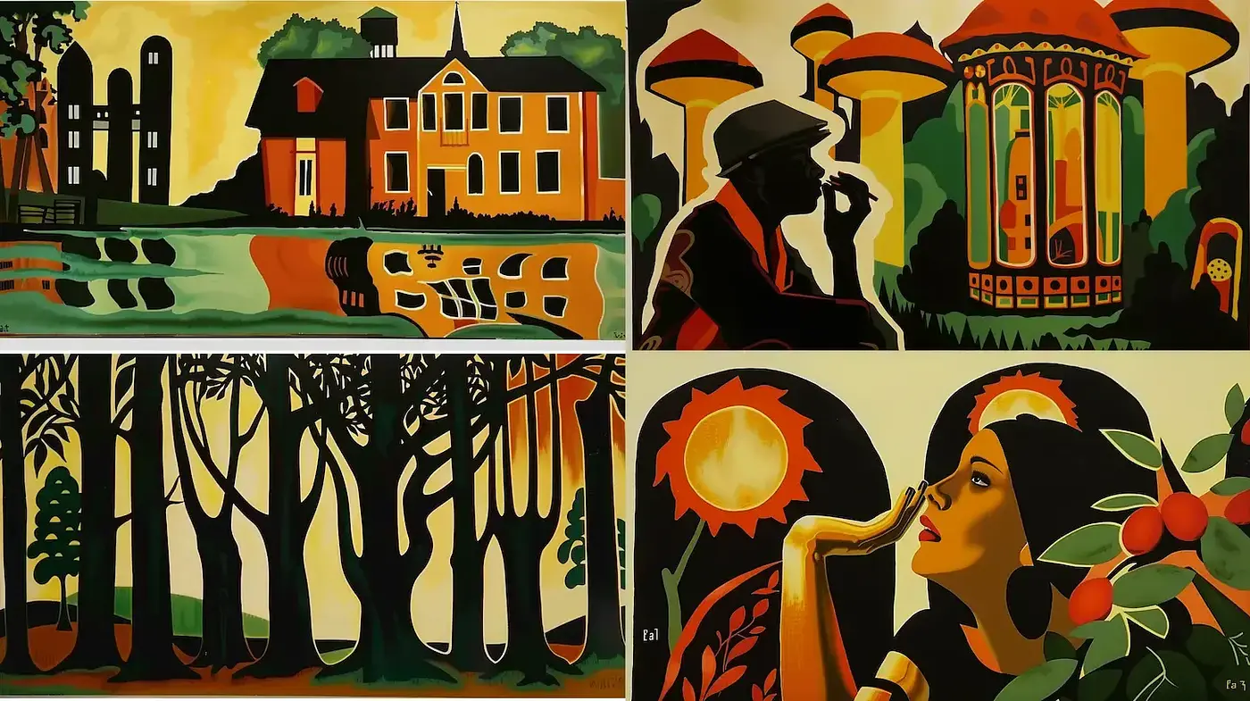 Harmonious Contrast: Art Nouveau Reimagined - Midjourney sref style