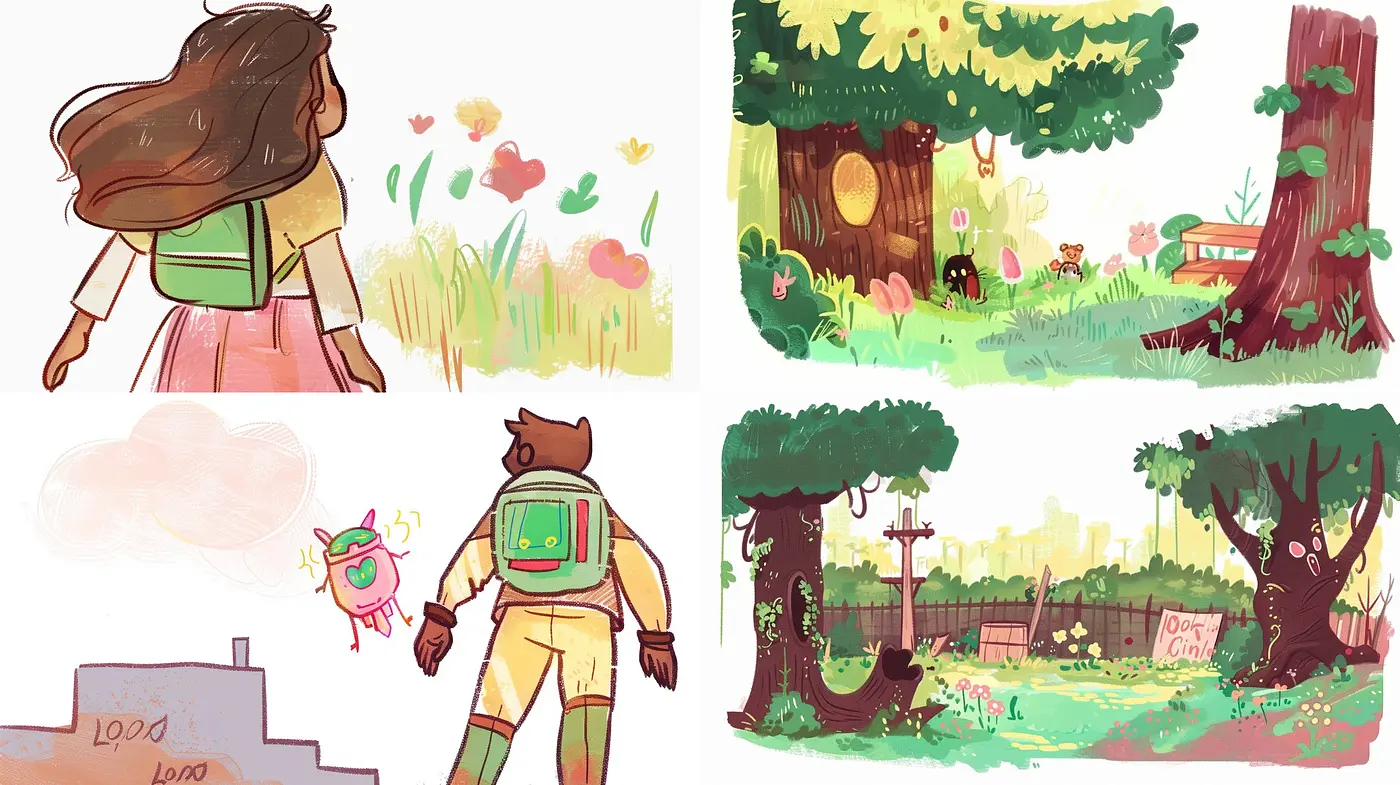 Whimsically Warm Storybook Illustration Style with Lively Pastel Tones and Soft Textures - Midjourney sref style