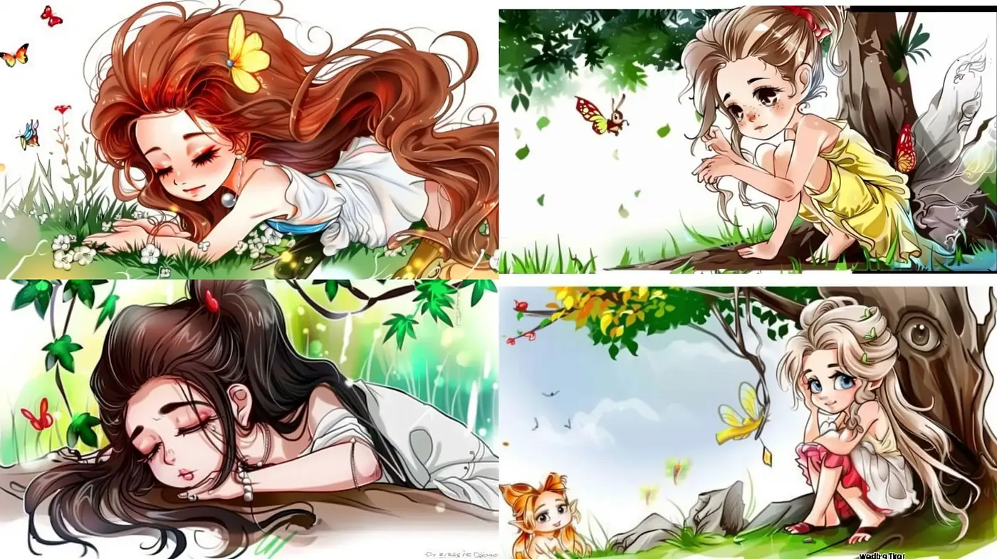 Whimsical Nature and Serenity in Vivid Storybook Illustration - Midjourney sref style