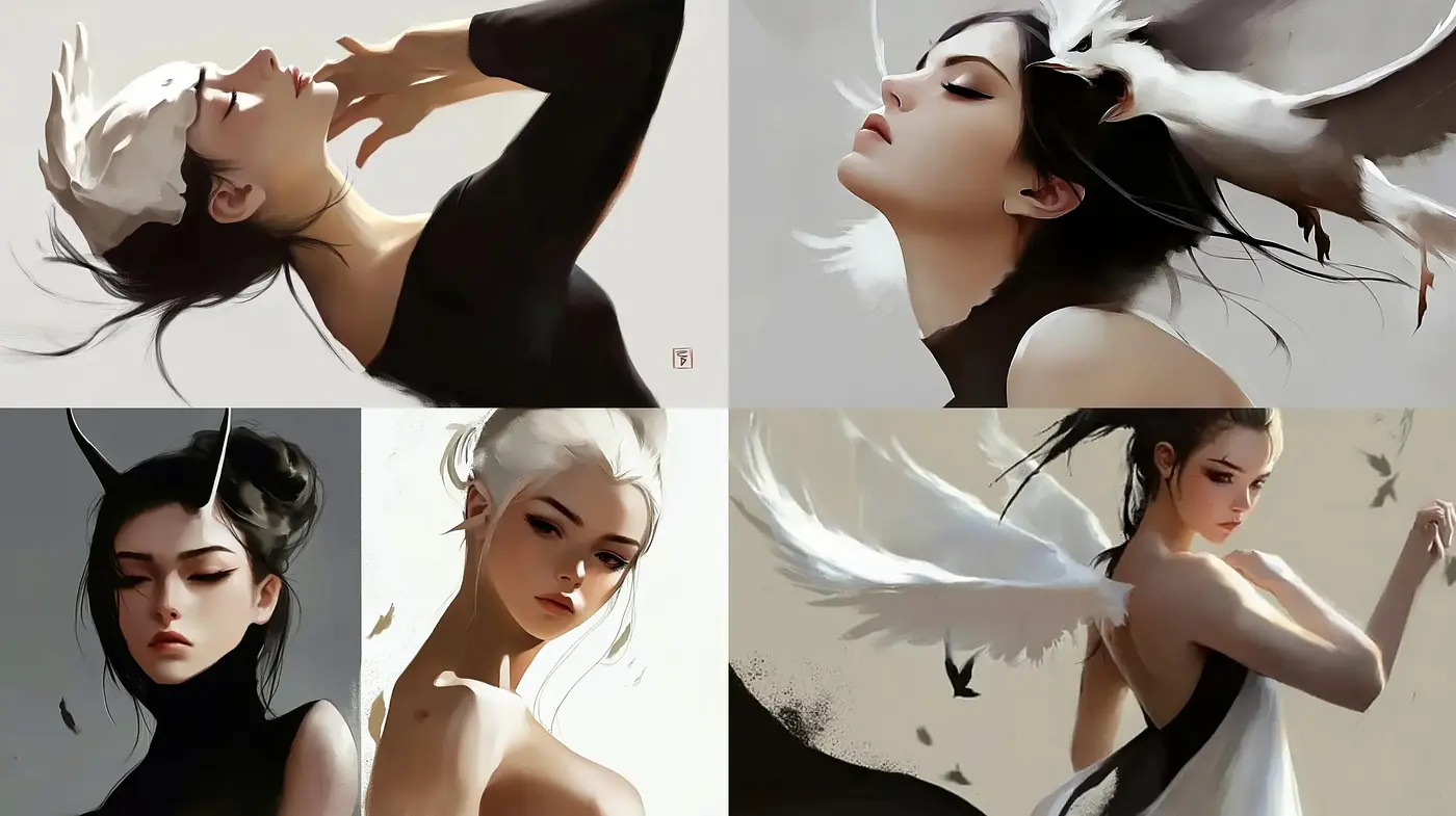 Ethereal Monochrome to Sepia Portraits with a Fantastical Touch - Midjourney sref style