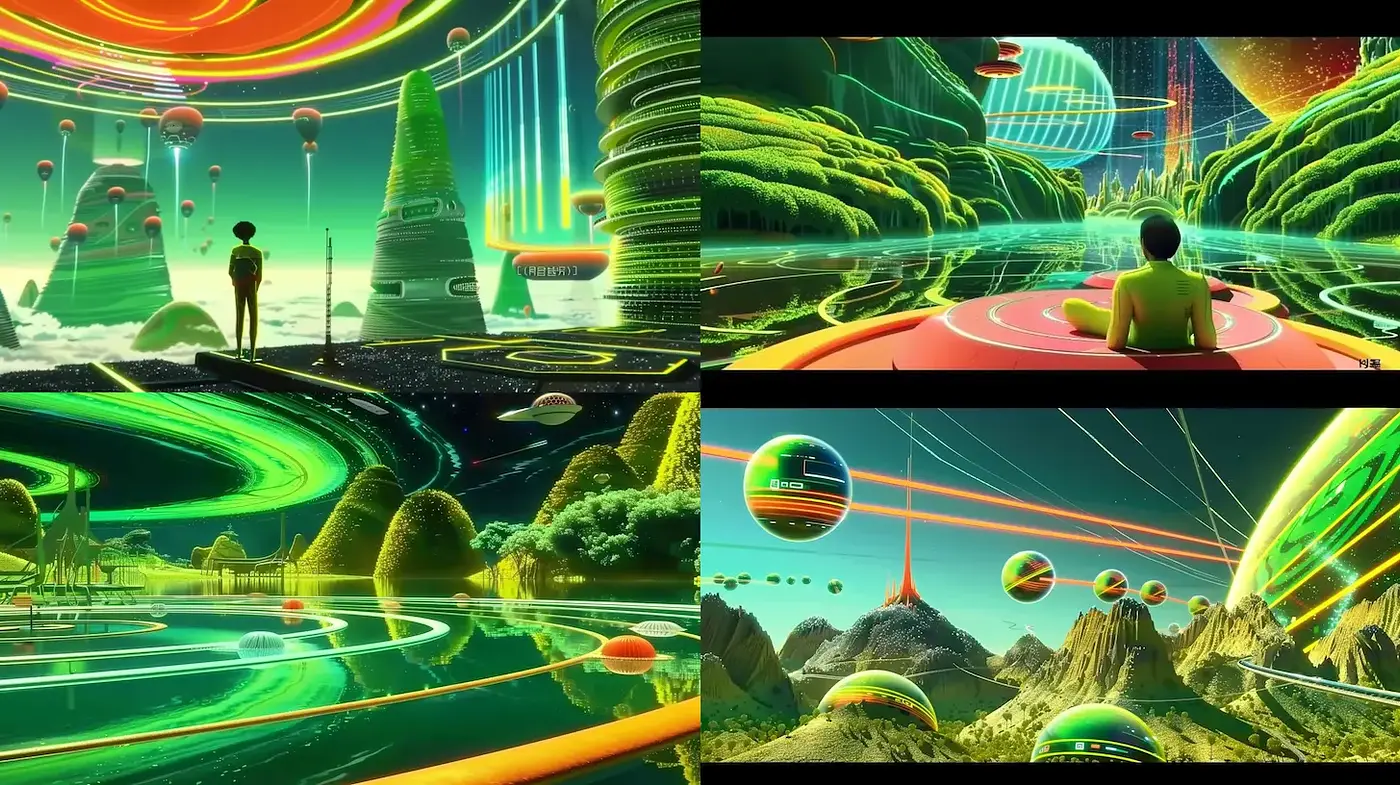 Futuristic and Vibrant Environments with Surreal Landscapes - Midjourney sref style