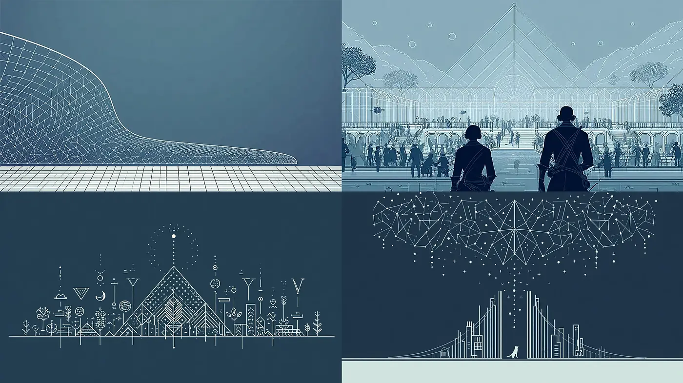 Geometric and Minimalist Futurism with Ethereal Elements - Midjourney sref style