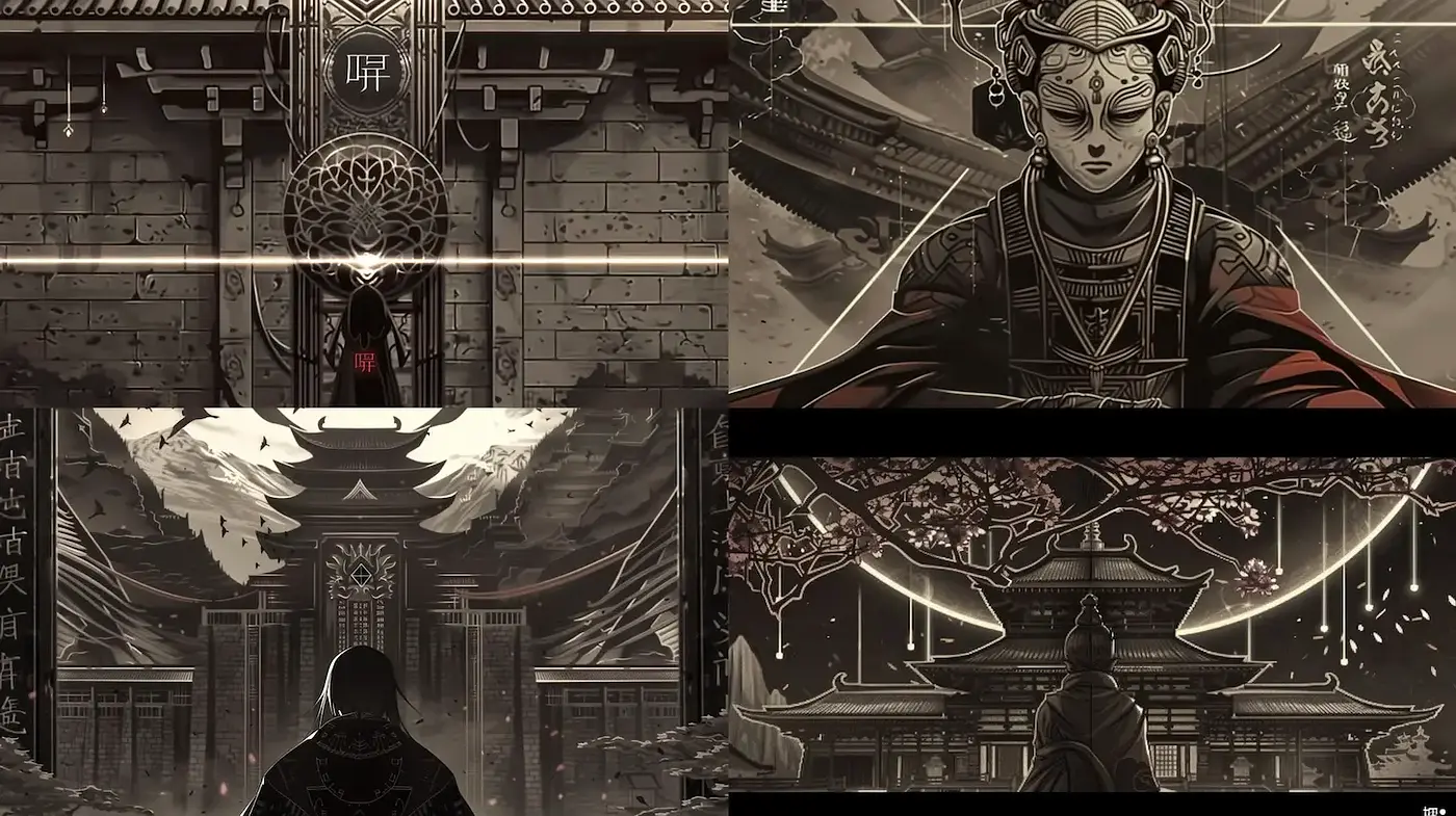Mysterious Eastern Influenced Imagery with Intricate Detailing - Midjourney sref style
