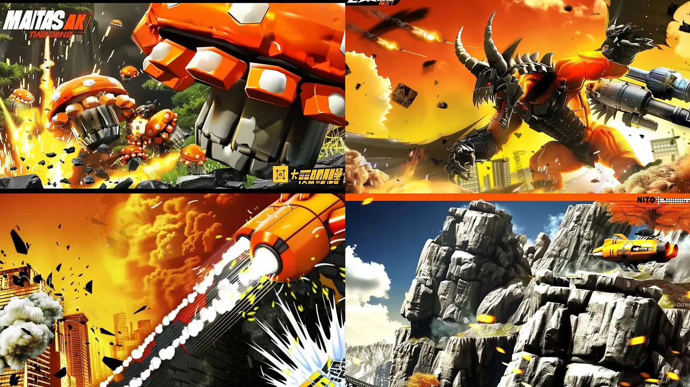 Vibrant Mecha Conflict in a Dynamic Comic-Inspired Universe - Midjourney sref style
